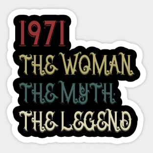 Vintage Retro 1971 Legend Gift 49th Birthday Womens Sticker